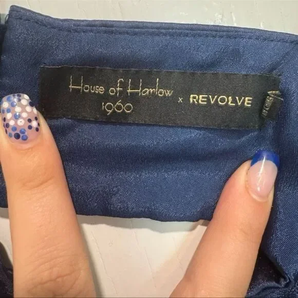 House of Harlow 1960 x Revolve Satin Crop Top - Size Small - Navy Blue - Picture 4 of 6